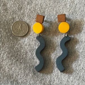 Geometric Yellow and Black Earrings